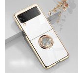 Samsung Galaxy Z FLIP 3 - Lyxigt Stilrent skal med ring stll Blanco White
