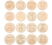16 Pcs Kids Storage Organizer Toys Wood Tag Basket Label Blank Wood Round Tags Discos de madera redondos Wooden Round Tags color de madera 7x7cm