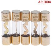 5pcs chapado en oro de vidrio agu fusibles pack coche amplificador de audio amplificador 50/60/70/80/100a A5