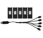 Accesorios para drones 5 piezas de batería de litio para drones 3.7V 1800mah Accesorios de modelo de avión de control remoto con cable de carga Negro