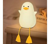 Luz nocturna de pato para niños, linda lámpara de noche de silicona de gaviota para guardería, abs + sil, control táctil, regulable portátil y reca...