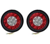 2pcs 16 LED Luces traseras de dos colores Luces traseras redondas para camiones Parada de freno