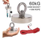 60kg Pull Salvage Strong Recovery Magnet Fishing Treasure Neoodymium With Rope -