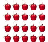 24 Pcs Manzana Decoraciones Navideñas Árbol de Navidad Adornos de manzana Adornos navideños rojos de fiesta 4.00X4.00X3.00CM