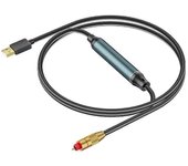 Adaptador de audio USB A a fibra óptica Conexión de puerto SPDIF de USB A a fibra óptica Cable convertidor de audio para computadora portátil Negro