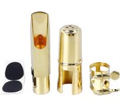 Boquilla de saxofón alto de color dorado Metal Kit de boquilla de saxofón multifuncional para práctica 5C
