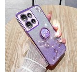 KADEM Para Motorola Edge 50 5G Caja Anillo Soporte TPU Flores Funda Teléfono Degradado Brillo - Morado Multicolor Purple