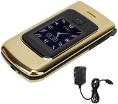 Teléfono celular plegable mayor pantalla grande 2G Long Standby Dual Card Dual Standby 4800mAh Flip Phone US Plug 100?240V Gold YEMMA
