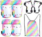 Conjunto de equipo de protección ajustable para niños de rodilla y codo 6 en 1 para muñequeras para scooter de patinaje en línea de bicicleta 3-8 a...