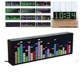Colorido Espectro de música LED Reloj electrónico Luz de ritmo controlada por voz 1624RGB Pantalla de reloj de lámpara polar Negro