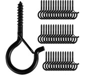 Percha de 20 piezas, ganchos de tornillo para luces de cuerda al aire libre, diseño de hebilla de seguridad, fácil liberación
