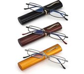 Paquete de 3 gafas de lectura de bolsillo delgado para hombres, mujeres, lectores compactos que bloquean la luz azul, bisagra de resorte 100 dioptrías