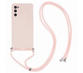 Compatible para Samsung Galaxy S20 FE / FE 5G / S20 Lite / S20 FE 2022 Funda de TPU de goma con cordón largo Rosa
