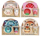 Vajilla infantil de fibra de bambú de cinco piezas Animales Patrón Kid Sets León