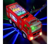 Zhiyi Camión de bomberos de juguete 4D iluminado - Camión de rescate eléctrico con luces y sonidos, iluminación LED educativa