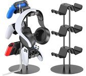 Unbrand Soporte para controlador, soporte para auriculares con controlador de 3 niveles para auriculares y controladores universales Xbox PS5 PS4 S...