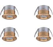 Set De 4 Mini Focos Led Empotrados, 3 W, Oro Blanco Cálido