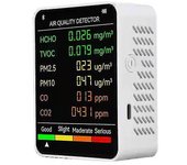 Detector de calidad del aire 6 en 1 LCD Medidor de Co2 de pantalla grande Pm2.5 Pm10 Hcho Tvoc Co Co Co Dióxido de carbono Formaldehído Monitor-hy ...