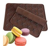 Tinor 2 piezas de estera para hornear de macarón, estera de silicona para hornear 48 agujeros de capacidad para moldes de bandeja para hornear anti...