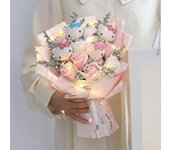 2024-6 Gatos Sanrio Anime Bouquet Peluche Muñeca de peluche Kawaii Flower Box Día de la Flor E 4 muñeca 1 led 1 bolsa