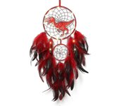 Dinosaur Dream Catchers para niños niñas, Dream Catcher Light Wall Decor Feather Wall Hanging Dino Dream Catcher Kids Gift Rojo With light