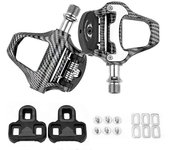 Pedales automáticos de bicicleta de carretera ultraligeros Patrón liso de fibra de carbono con rodamientos sellados para Look Syst