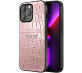 Guess Funda para iPhone 13 Pro Shockproof Croco Elegante, Rosa