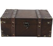 Favrison Caja de almacenamiento de madera vintage Cofre decorativo de joyería del tesoro con cerradura Decoración del hogar62822302