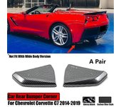 For Chevrolet Corvette C7 2014-2019 Car Rear Bumper Corner Side Diffusers Splitter Spoiler Fender Glossy Black Carbon Fiber Look