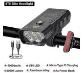 5t6 LED bicicleta luz 20000 lumen Super brillante bicicleta lámpara recargable luces linterna para bicicleta linterna delantera trasera luces