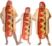 Niños adultos Divertido Impreso en 3D Salchicha De comida Disfraz de perro caliente Familia Halloween Disfraz de comida Adult