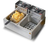 Vevor Encimera de freidora eléctrica comercial Freidora profunda Tanques desmontables dobles