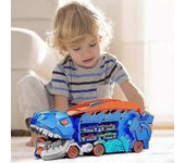 Transporte de dinosaurios con coches de metal, juguete de la pista de transporte definitivo de dinosaurios de la ciudad 8 coches