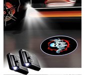 Heyone Luces de la puerta del coche Proyector del logotipo Esqueleto de la calavera Puerta de coche inalámbrica universal Luces del proyector LED d...