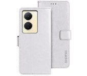 Para vivo V29 Lite 5G Wallet Leather Case Crazy Horse Texture Stand Anti-Fingerprint Phone Cover Blanco
