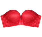 Women Comfort Lift Strapless Bra Push Up Strapless Bra Lace Bandeau Bras F-xinhan Rojo 75AB