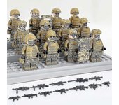 12pcs Conjunto de figuras militares, figuras de camuflaje de fuerzas especiales, mini soldados juguetes de la base militar con armas