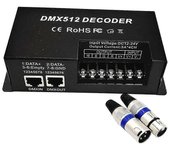 Decodificador DMX de 4 canales RGBW PWM DMX512 Controlador de atenuación Entrada de controlador de luz RGBW 12V-24V DC