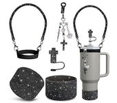Heyone Juego de accesorios de taza Stanley de 5 piezas de 30 y 40 oz, incluye 1 cubierta de pajita de 0,4 pulgadas, 1 correa para el mango de la bo...