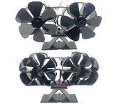 Ventilador de estufa de leña Motores silenciosos duales alimentados por calor 6 aspas Ventilador de chimenea activado por calor no eléctrico wi Neg...