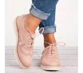 Mujer Flat Oxford Brogue Lace-up Pumps Sneakers de Oficina Zapatos Rosa 39
