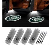 Bebetter 4pcs Puerta de coche Luces LED Logo para Land Rover, 3d Wireless Bienvenido Proyector de Cortesía Ghost Shadow Light Happy H