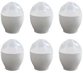 6pcs Microondas al vapor taza de huevo Mini cocina de huevos portátil cazador furtivo de huevos para la cocina del hogar (blanco)