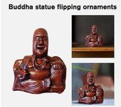 SML 3pcs Buddha Flip Estatua hecha a mano, buddah Sculpture Middle Finger Buddhism Figure Happy