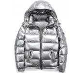 Shiny Down Jacket Men's Winter Jacket Stand-up Tie Hood Down Jacket