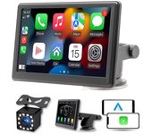 Soporte de tablero de pantalla Carplay inalámbrico portátil, pantalla táctil de 7 pulgadas, estéreo de automóvil, Bluetooth, radio FM para automóvi...