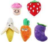 Baicccf 5pcs Juguetes de perro chirriantes para perros pequeños Frutas y verduras Peluche cachorro perro juguete regalo