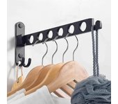 Perchero de pared, Tendedero colgante de pared, Perchero plegable de 90 rotación, para balcón, Baño, Hotel (negro, 1)