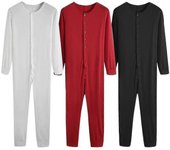 Pijama de noche de una pieza Long Johns para hombre-Good Negro L