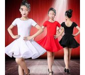 Traje de baile latino para niños Falda de baile para niñas Vestido de práctica Concurso de baile para niñas Traje de actuación-En stock rojo 130